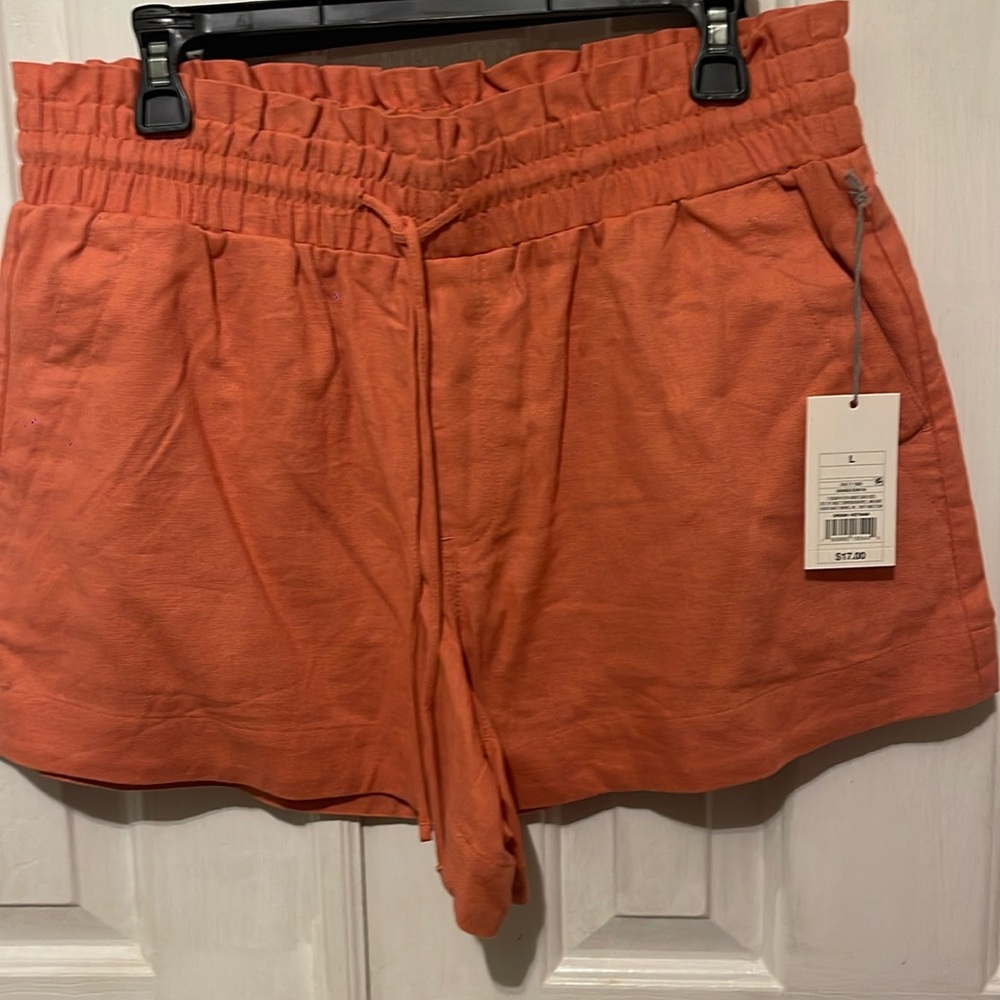 A NEW DAY SHORTS WOMAN's L TERRACOTTA LINEN BLEND